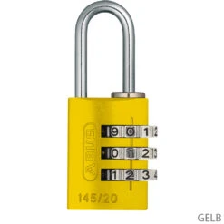 Abus 145/20 B/DFNLI Serrure à Combinaison -Vélo Accessoires Magasin 46552ABUS145 20B DFNLI Zahlenschloss gelb