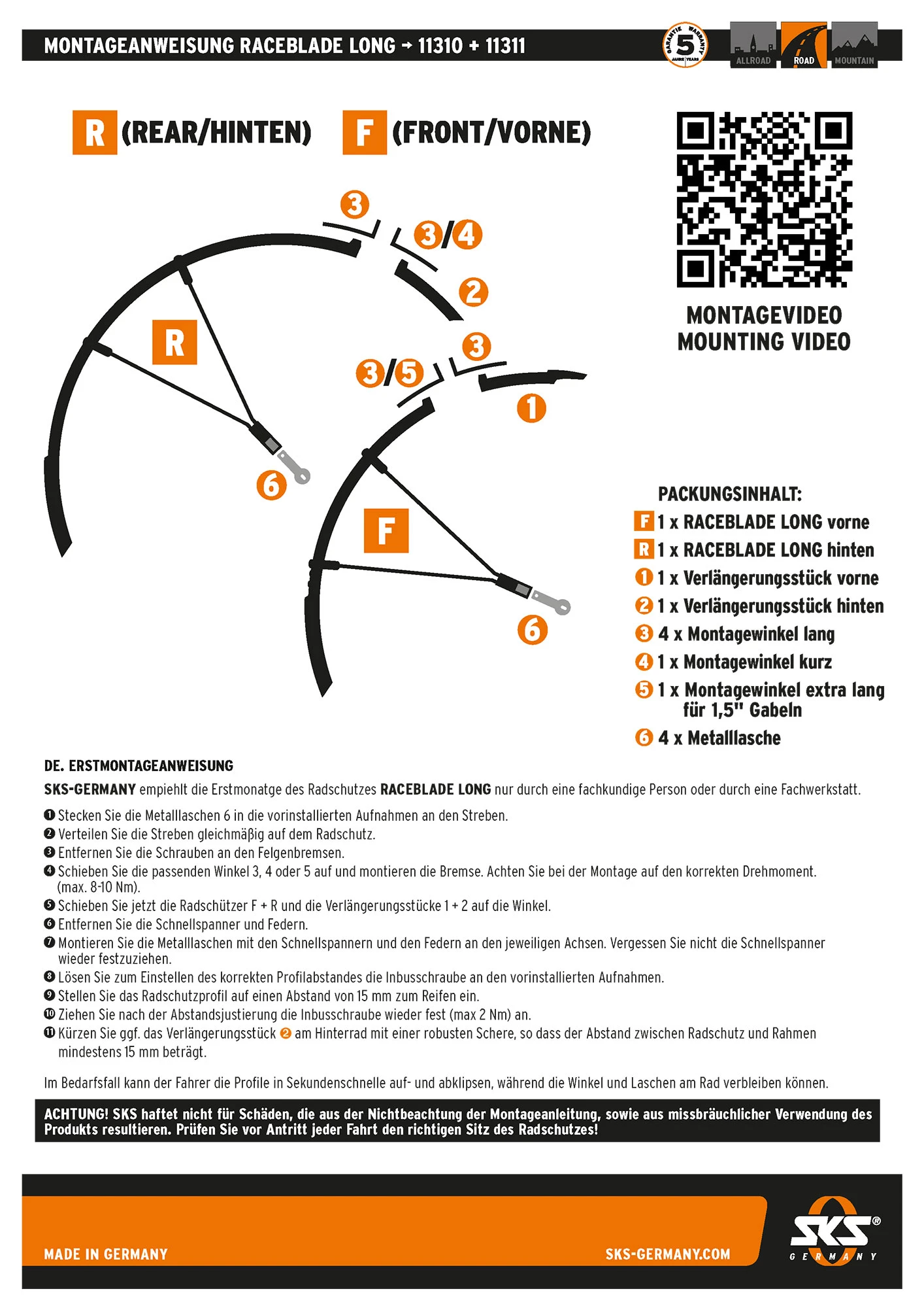 Kit De Garde-boue Raceblade Long Noir 4 Kit De Garde-boue Raceblade Long Noir – Image 4