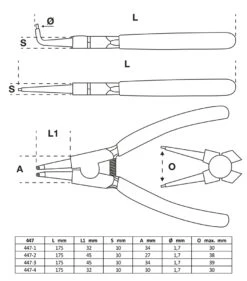 Jeu De Pinces à Circlips 175mm -Vélo Accessoires Magasin bgs technic 447 Sprengringzangen Satz 175mm 7